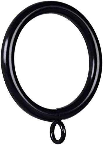 JushengXMX Metal Curtain Rings with Eyelet 1.49” Inner Dia Fits Up to 1 1/4-Inch Rod (Black,72Pcs) | Amazon (US)