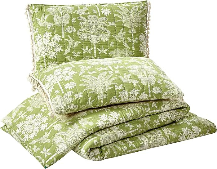 Spartina 449 Queenie Palm Royale Reversible Quilt and Pillow Sham Set, 3-Piece All Cotton Tropica... | Amazon (US)