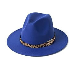 HUDANHUWEI Women's Wide Brim Felt Fedora Panama Hat with Leopard Belt Buckle | Amazon (US)