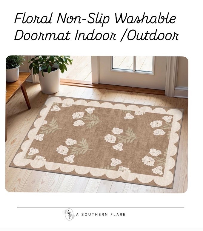 Floral Non-Slip Washable Doormat Indoor /Outdoor