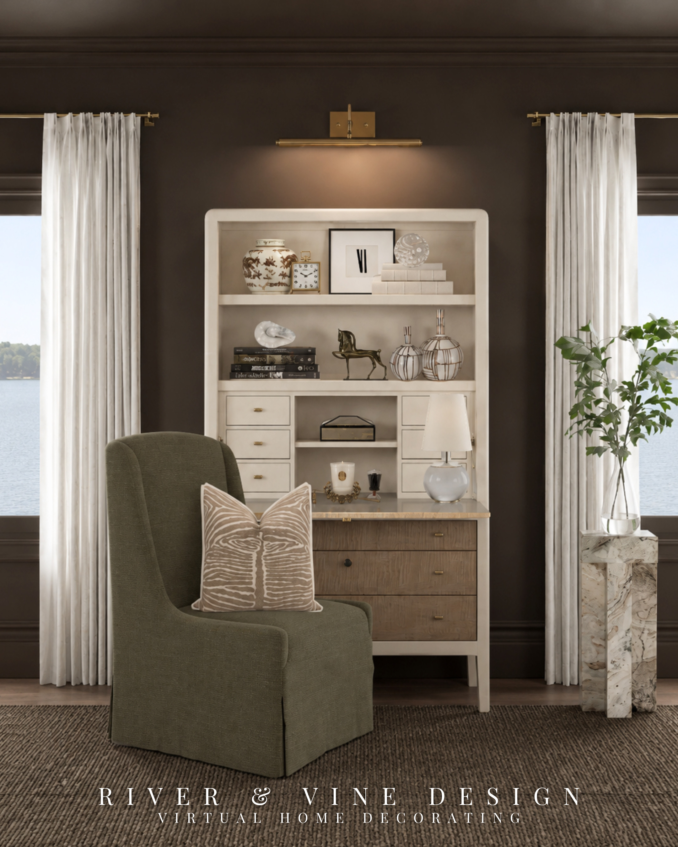 Trying to add a desk to your bedroom without making the whole space feel like an office?

This is where color and material continuity do the heavy lifting. The desk and hutch repeat the room’s creamy painted finish, warm wood tones and aged brass accents, allowing the workspace to blend into the larger design. A muted olive chair adds softness, while the closed drawers and edited shelves keep visual clutter under control.

The designer shortcut: repeat at least two finishes already established in the room. It makes a functional addition feel intentional instead of squeezed in as an afterthought.

See the product details for the desk, chair, lamp and decorative accents. Would this be your daily workspace or your quiet writing spot?

bedroom office nook, traditional desk with hutch, integrated bedroom workspace, modern traditional home office, bedroom storage desk, styled desk shelves, olive green desk chair, brown bedroom decor

I may receive a commission from purchases made through my links.
 

 #LTKHome