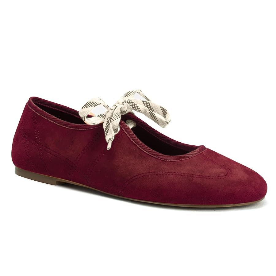 Lace up Ballet Flats for Women Round Toe Cute Slip on Soft Mary Jane Flats Casual Ballerina Shoes | Amazon (US)