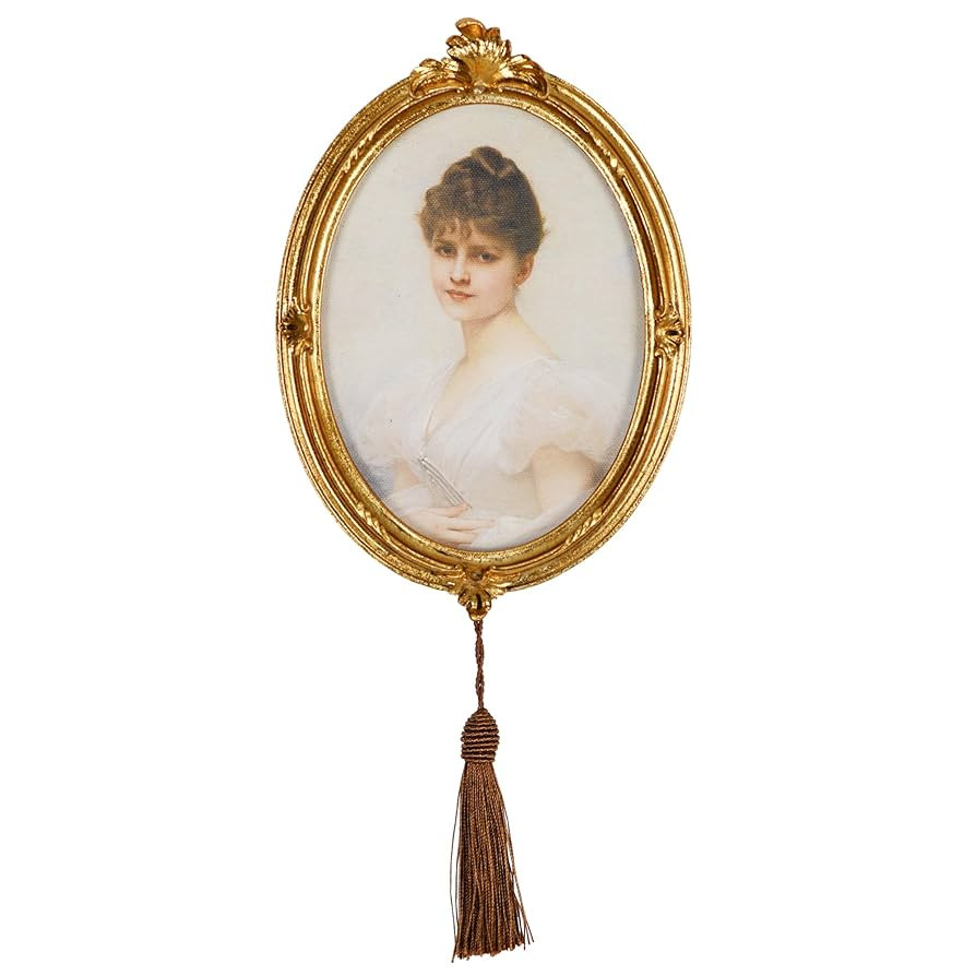 Vintage 5x7 Oval Resin Frame，Desktop & Wall Mounted Photo Frame with Pendant (Gold 5x7) | Amazon (US)