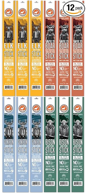 PEARSON RANCH Meat Sticks Variety - Elk, Bison, Venison, Wild Boar - Exotic Jerky Sticks, No Adde... | Amazon (US)
