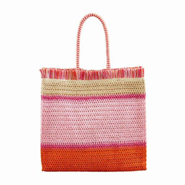 Pink Bright Fringe Tote | Mud Pie