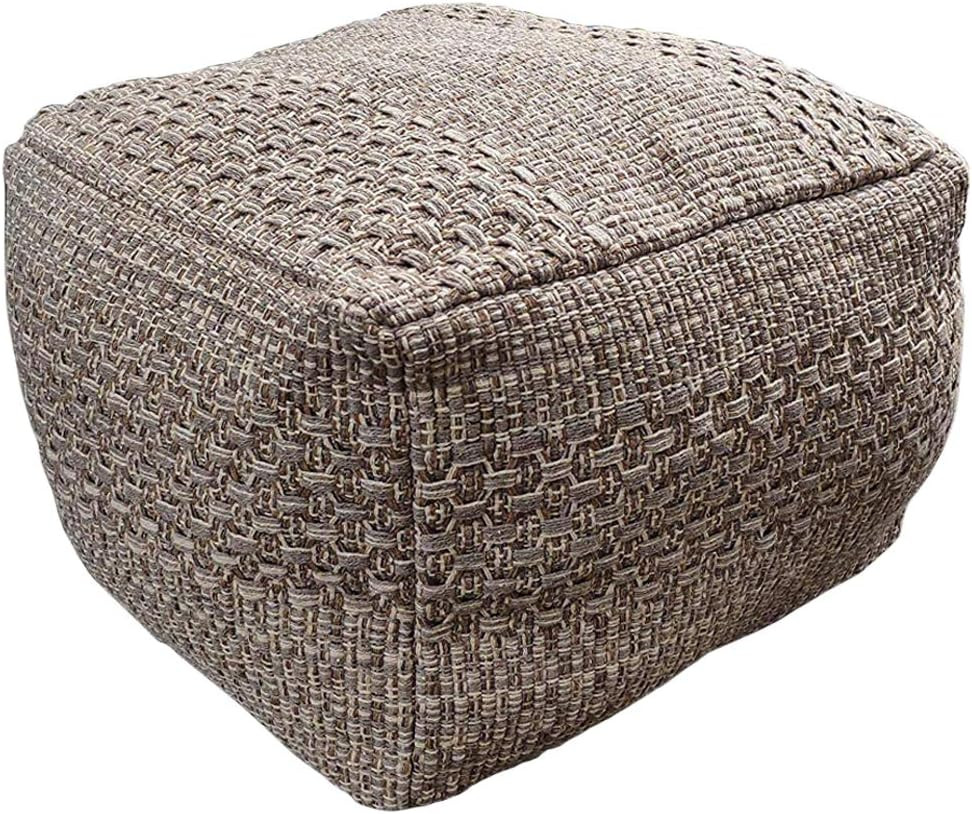 HIGOGOGO Pouf Cover, Unstuffed Ottoman Handmade Woven Foot Stool Soft Knitted Cotton Linen Footre... | Amazon (US)
