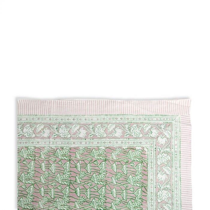 Pink & Green Lotus Bloom Tablecloth | The Well Appointed House, LLC