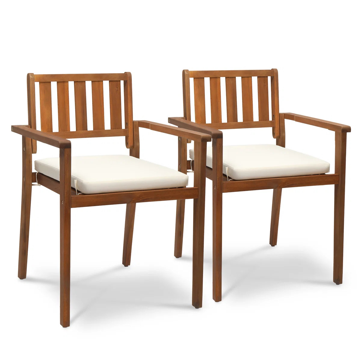 Patio Wooden Stacking Chair  (Set of 2) | Wayfair North America