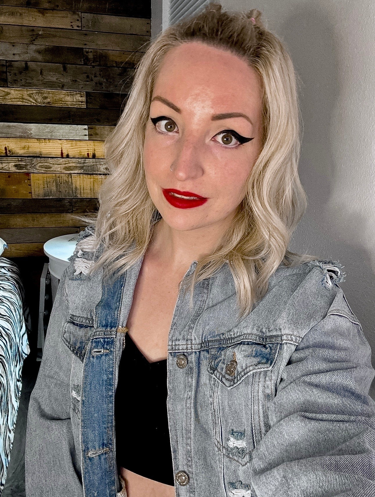 Officially denim jacket season! Obsessed with the distressing and two-tone detail on this piece—it adds the perfect edgy vibe to any fall outfit. Paired it with a simple black top and a bold lip for an effortless cozy look. #LTKfall #LTKunder50 #FallFashion #DenimJacketStyle #FallOutfitInspo #OOTD

#LTKdayinmylife #LTKgrwm #LTKootd