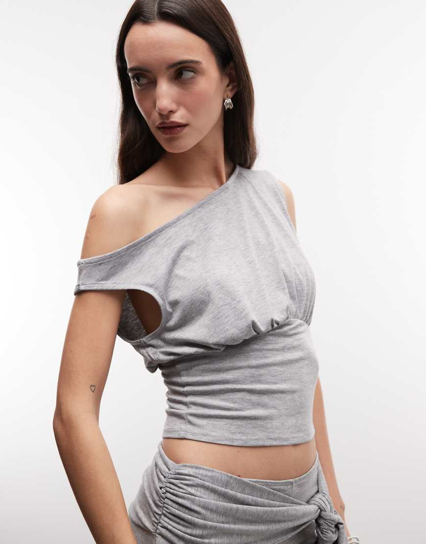 COLLUSION - Top grigio mélange con spalle scoperte in coordinato | ASOS (Global)
