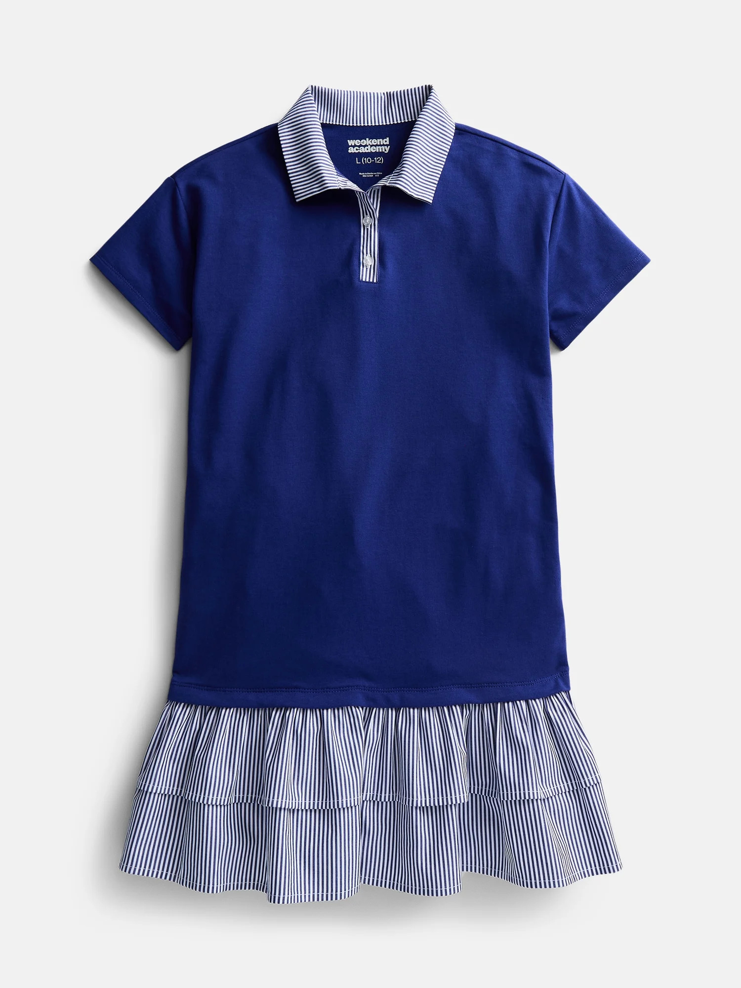 Weekend Academy Girls Double Ruffle French Terry Rugby Dress, Sizes 4-18 | Walmart (US)
