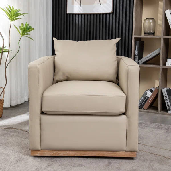 Beaney 29'' Wide Genuine Leather Top Grain Leather Swivel Armchair | Wayfair North America