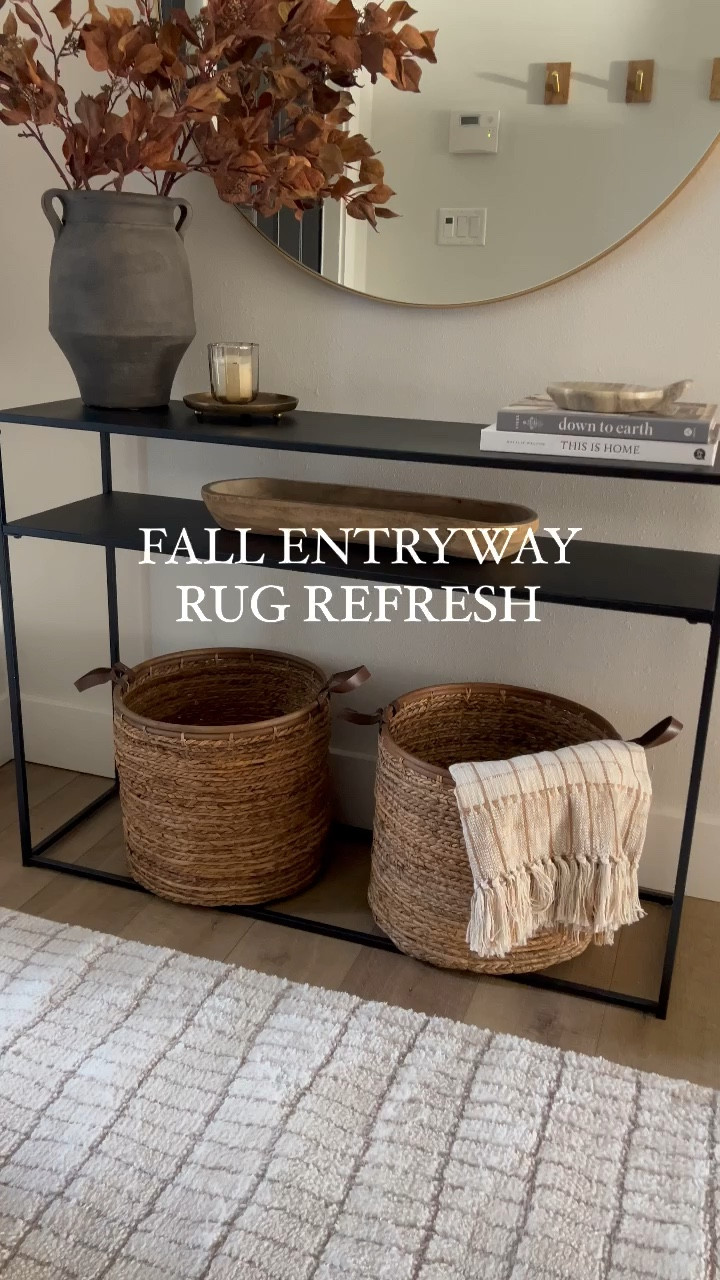 Fall Entryway Rug Refresh with the new Cascade runner from the Our PNW x Livabliss Rug collection. This is the Cascade in ivory/light brown  I love how a rug can totally transform a space. 
