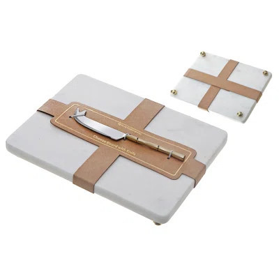 White Marble Rectangle Cheese Board & Spreader | Wayfair North America
