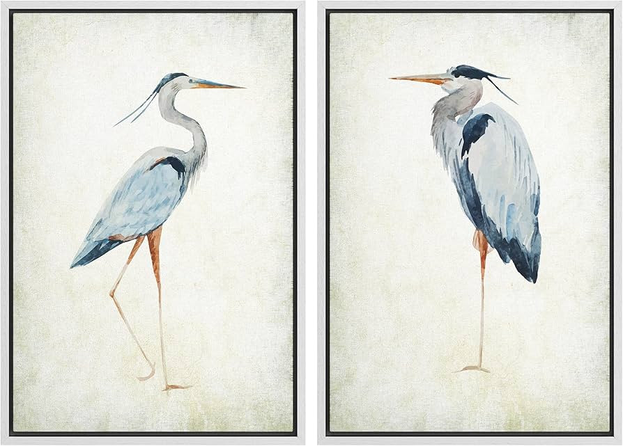 MUDECOR Framed Canvas Print Wall Art Heron Bird Illustrations Modern Art Decorative Bohemian Colo... | Amazon (US)