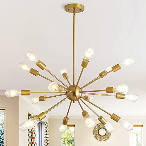 WFRDJSP Sputnik Chandeliers 18-Light, Large Modern Mid Century Ceiling Light, Adjustable Anti-Rust Light Fixture, Gold Luxury Chandelier Shades for Dining Room Hallway Foyer Bedroom and Living Room | Amazon (US)