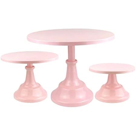 3-Set Pink Cake Stand Round Cake Stands for Wedding Event Birthday Party Baby Shower Celebration ... | Amazon (US)