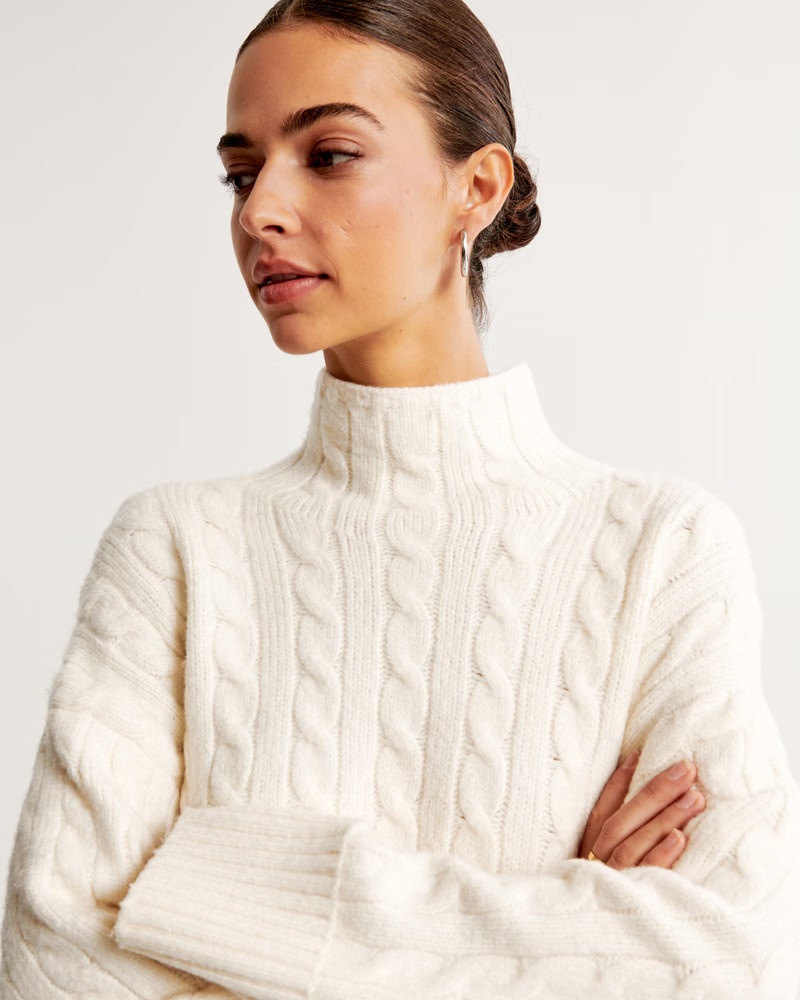 Women's Cable Easy Funnel Neck Sweater | Women's Tops | Abercrombie.com | Abercrombie & Fitch (US)