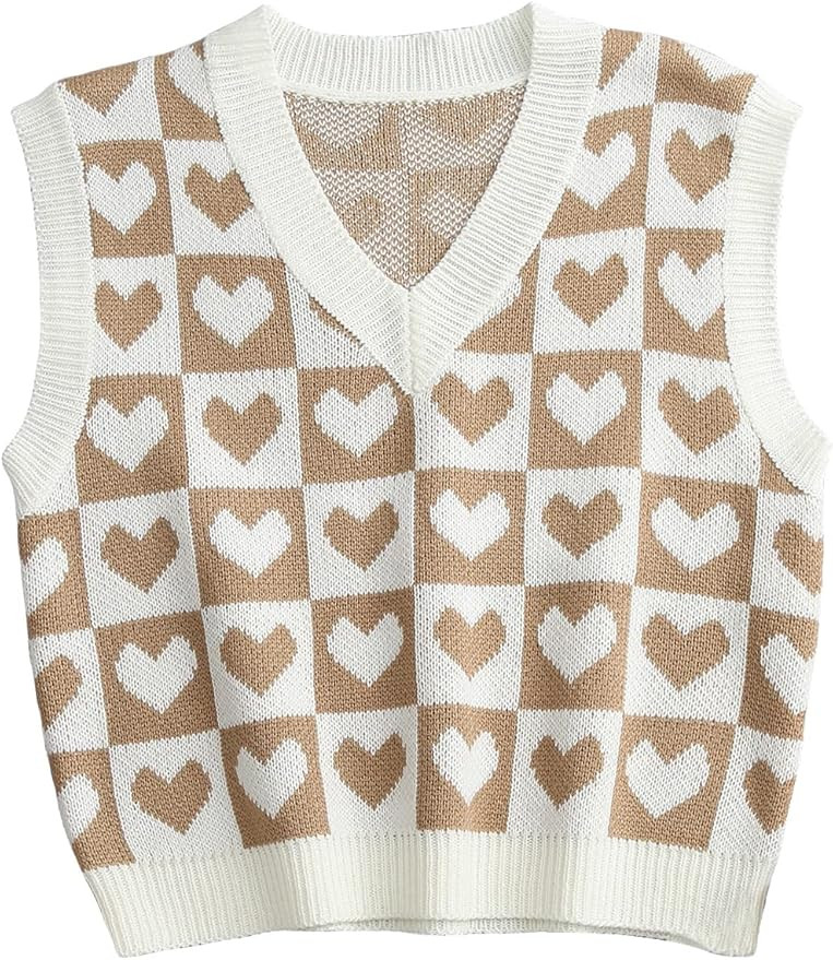 Floerns Women's Sleeveless Round Neck Cute Strawberry Sweater Vest Crop Shirt Top | Amazon (US)