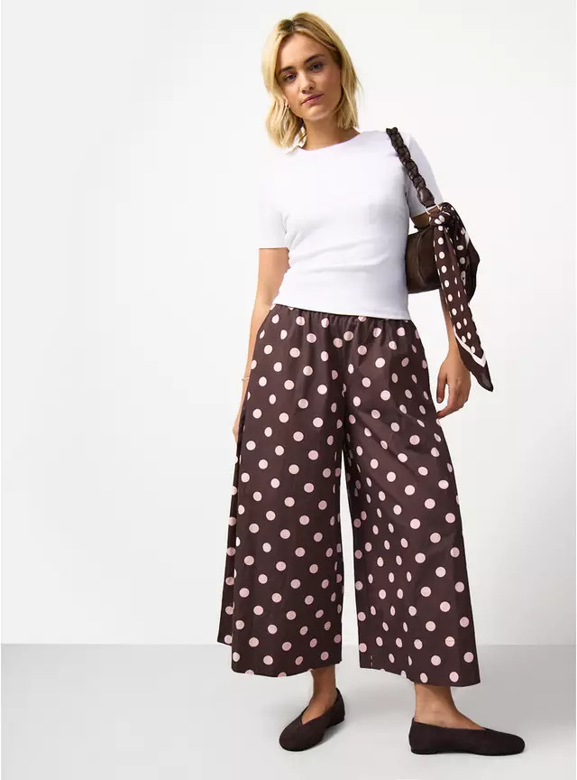 Buy Brown Polka Dot Print Co-ord Culottes 16 | Co-ords | Tu | Tu Clothing