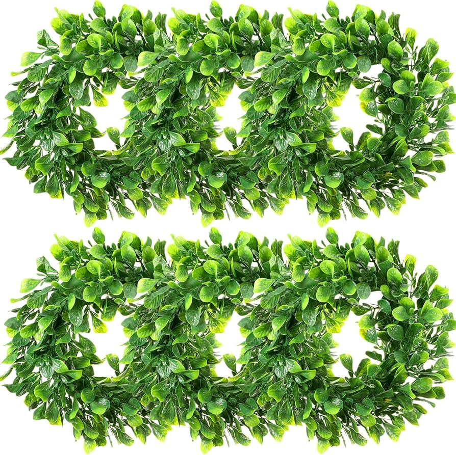 Redbaker 6 Pcs 12" Eucalyptus Wreath for Front Door Artificial Green Leaves Eucalyptus Wreath Far... | Amazon (US)