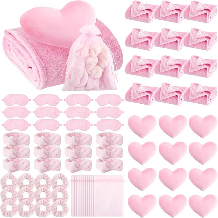 Fanfanwin 36 Pcs Sleepover Party Supplies for Girl Spa Slumber Birthday Favors Throw Blanket Pill... | Amazon (US)