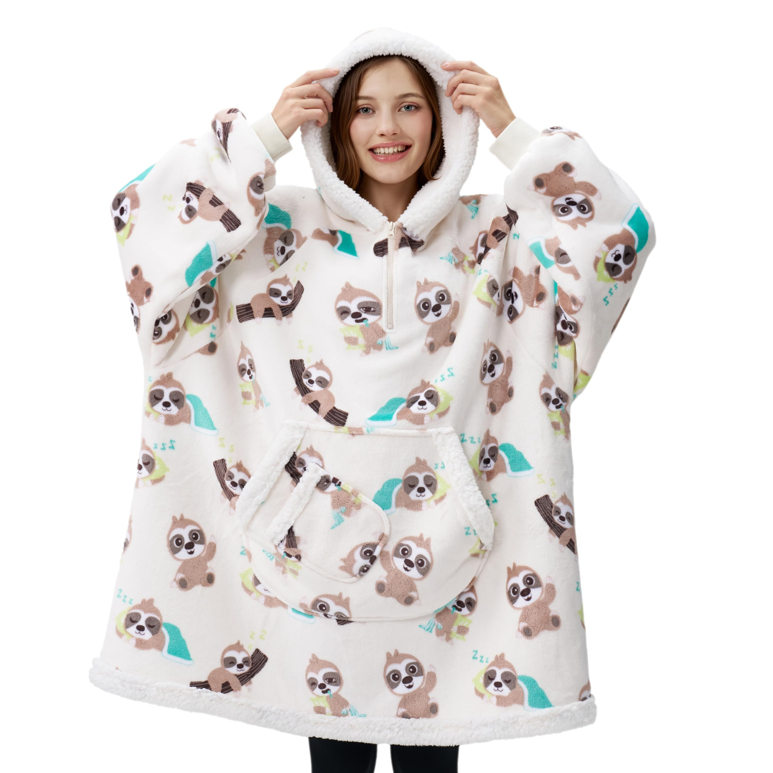 Giggling Getup Wearable Blanket Hoodie for Adults Gifts for Teen Girls Sister Women Sherpa Fleece... | Amazon (US)