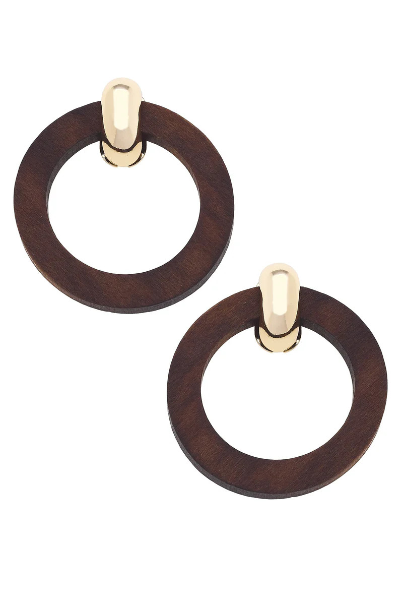 Kai Wooden Hoop Earrings in Brown | CANVAS