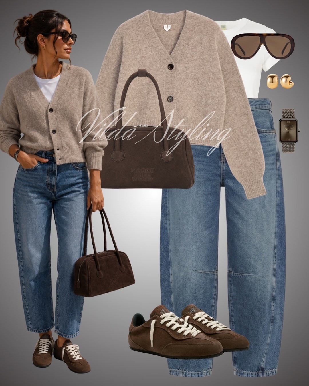 Currently obsessed with chocolate brown 🤎 Cozy cardigan, relaxed denim & suede sneakers for the easiest transitional look.

#LTKautumn #LTKjeans #LTKshoes
