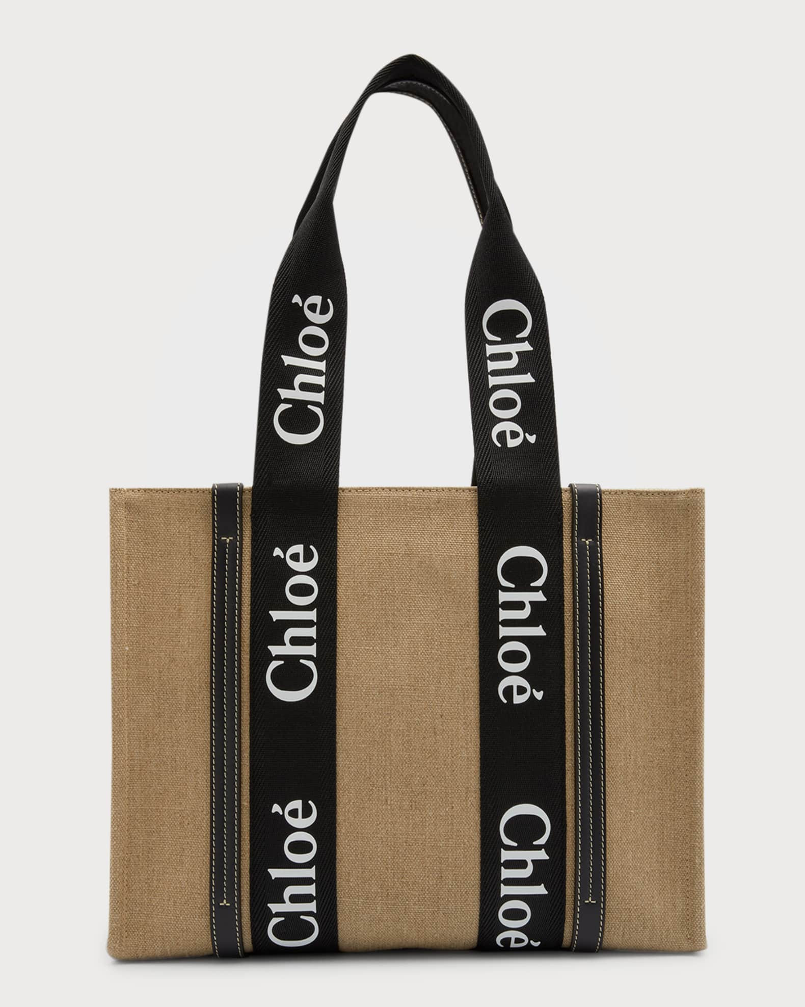 Woody Medium Linen Leather Tote Bag | Neiman Marcus