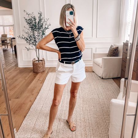 ⭐️ Amazon striped sweater tank comes in other colors fits true to size wearing a small 
White shorts 50% off wearing a 2 
Amazon outfit idea
Loft outfit 
Love Loft


#LTKSeasonal #LTKsalealert #LTKfindsunder50
