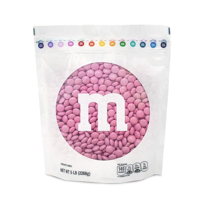 M&M’S Pink Milk Chocolate Candy, 5lbs of M&M'S in Resealable Pack for Candy Bars, Birthdays, Ba... | Amazon (US)