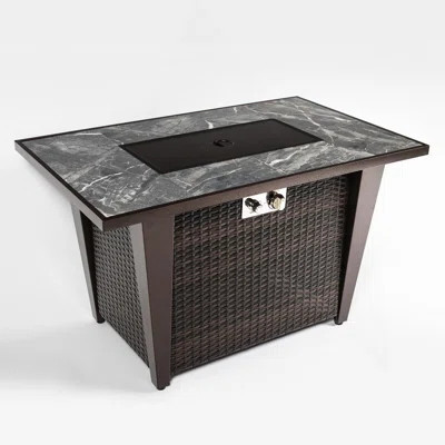 42" Propane Gas Fire Pit Table, 50000 BTU Square Steel Fire Pit With Glass Wind Guard For Outside Patio Deck Garden Courtyard | Wayfair North America