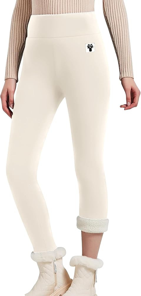 Hixiaohe Women's Casual Sherpa Fleece Lined Warm Leggings Thicken Heavy Jogger Pants | Amazon (US)