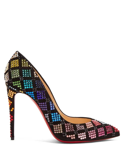 Christian Louboutin - Arletta 105 Crystal-embellished Velvet Pumps - Womens - Black Multi | Matches (US)