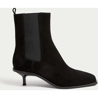 M&S Suede Chelsea Kitten Heel Ankle Boots Black | Marks & Spencer (UK)