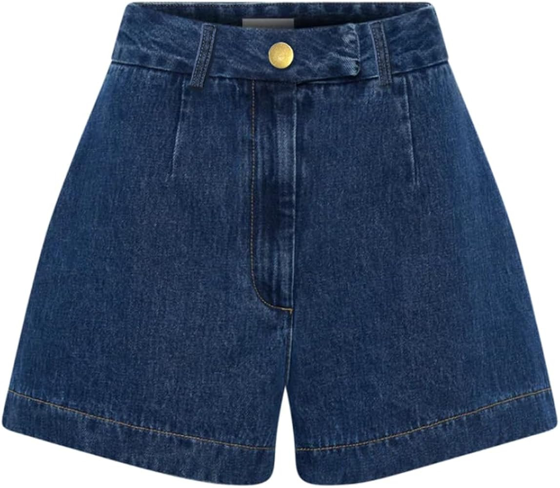 Women's Denim 2 Piece Set Casual Business Sleeveless Jean Blazer Vest Tops and Shorts Outfit Trac... | Amazon (US)