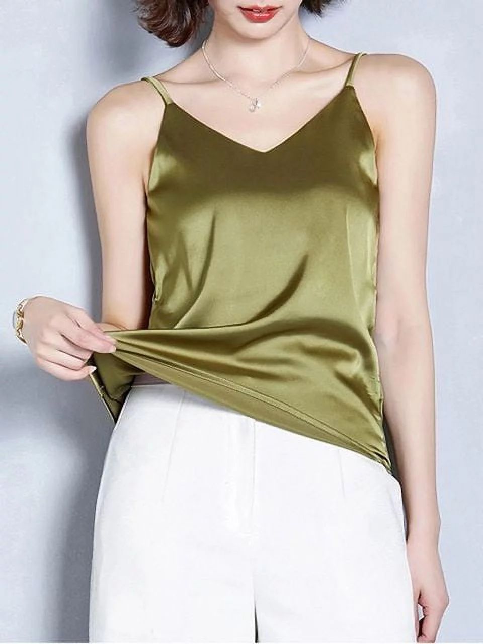 PIKADINGNIS Women Camis Silk Crop Top Women Camisole Summer Style Sexy Sleeveless Vest Slim White... | Walmart (US)