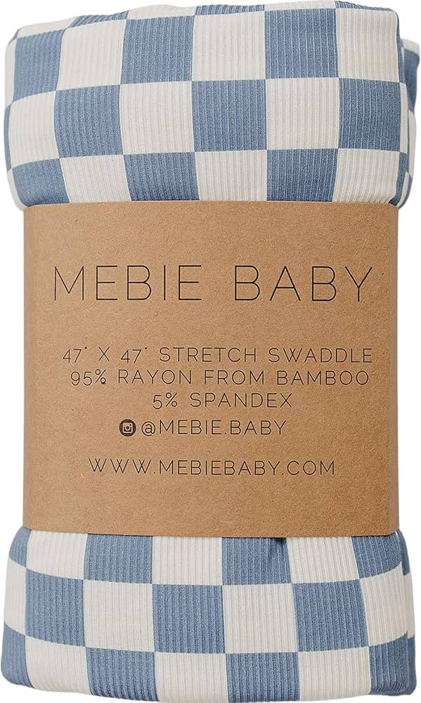 Mebie Baby Blue Checkered Stretch Swaddle, Modern and Neutral Swaddle Blanket for Baby Girl or Bo... | Amazon (US)