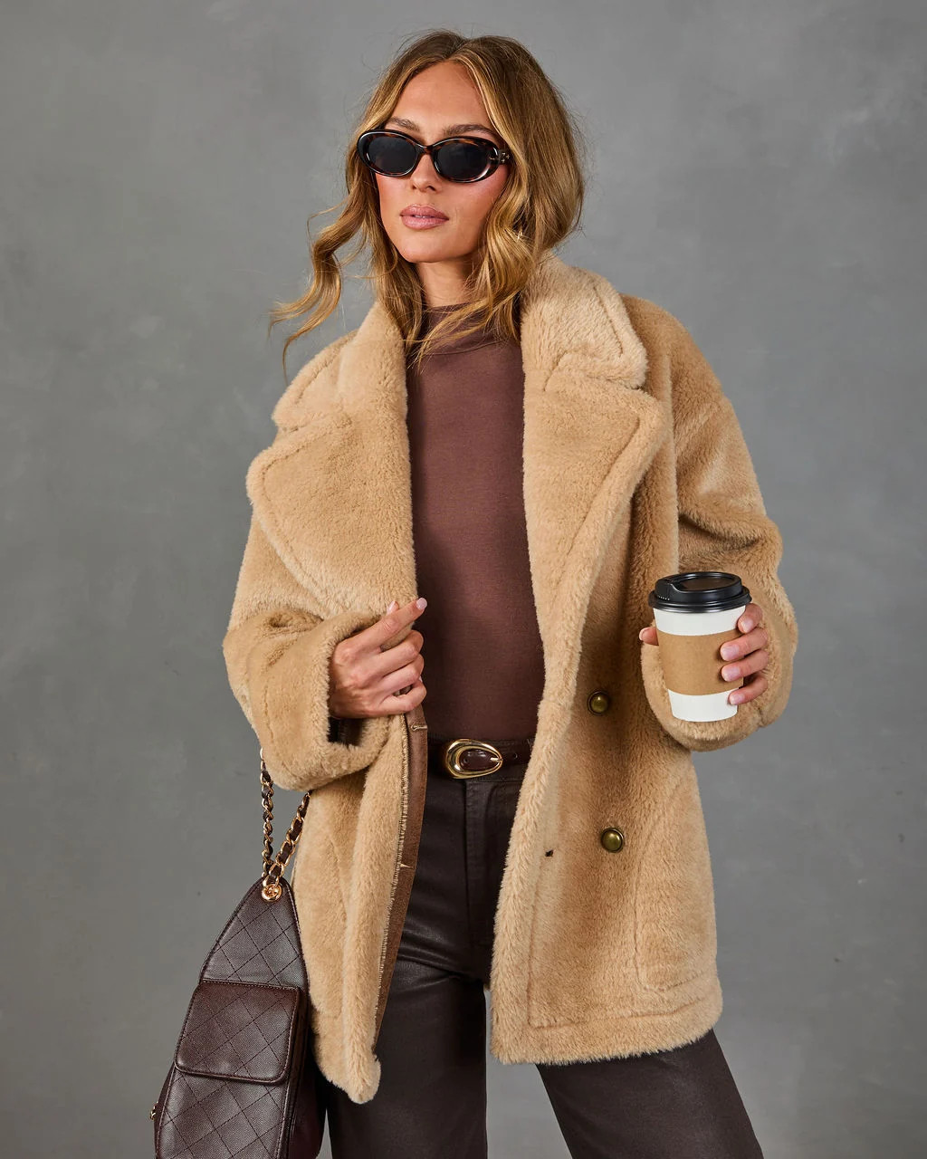 Harvest Hour Double Breasted Reversible Vegan Leather Faux Fur Jacket | VICI