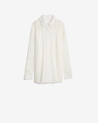 Eyelet Lace Pleated Shirt | Express