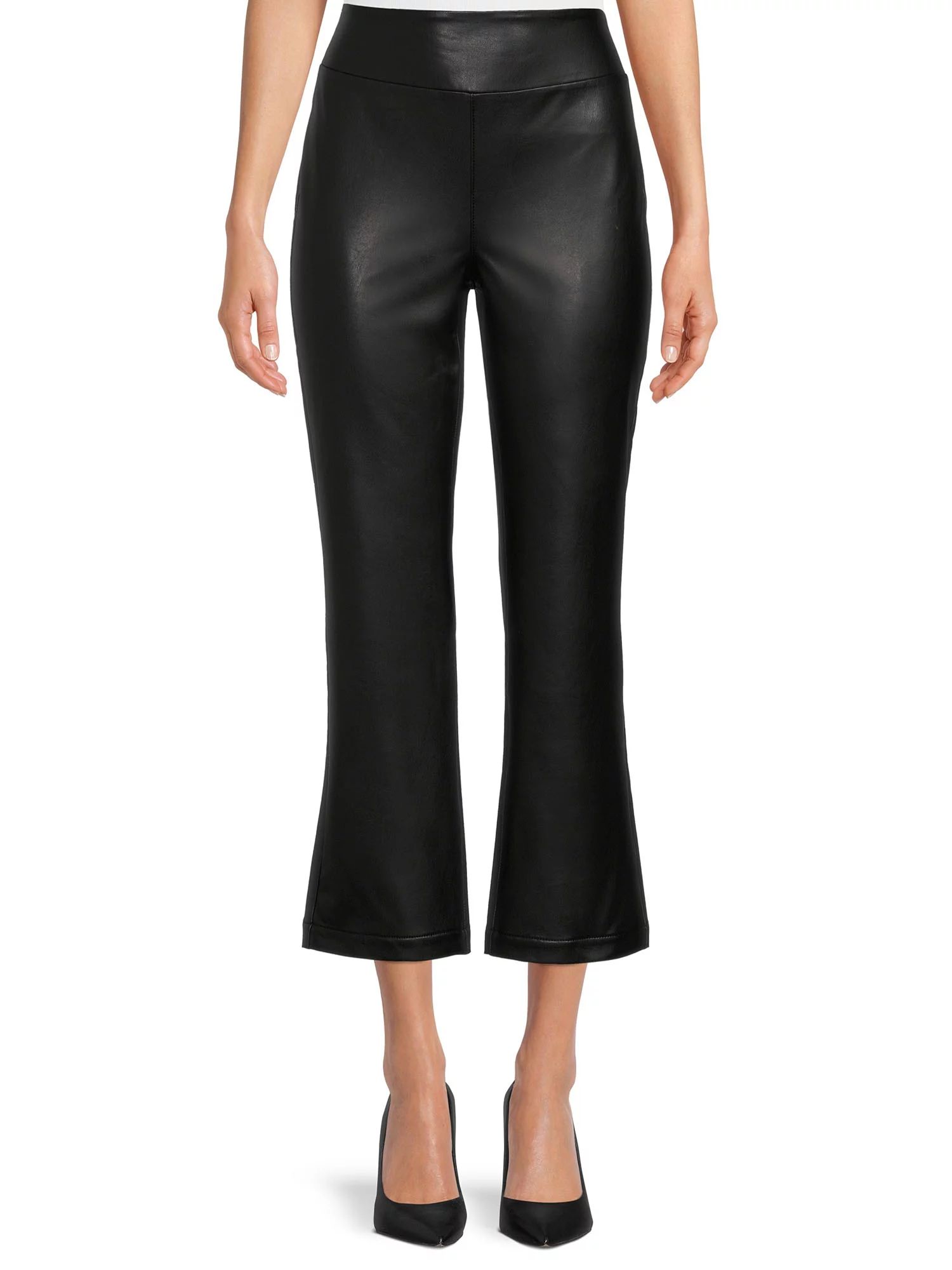 Time and Tru Women's Faux Leather Crop Pants - Walmart.com | Walmart (US)