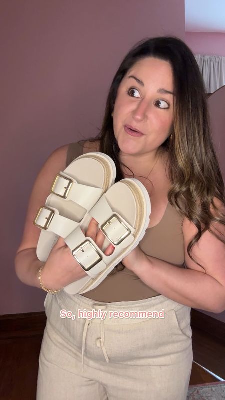 The cutest platform sandals! Can’t wait to wear these as a tourist on our European vacation!!

Nude sandals
Neutral sandals
Platform sandal
Steve Madden
Madden girl
Walmart sandals 
Vacation shoes


#LTKshoecrush #LTKVideo #LTKtravel