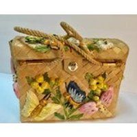 Vintage Straw Butterfly Basket Purse / Straw Box Purse / NOS / Raffia Straw Purse / 1970s / Philippines / Top Handle / LG Purse | Etsy (US)