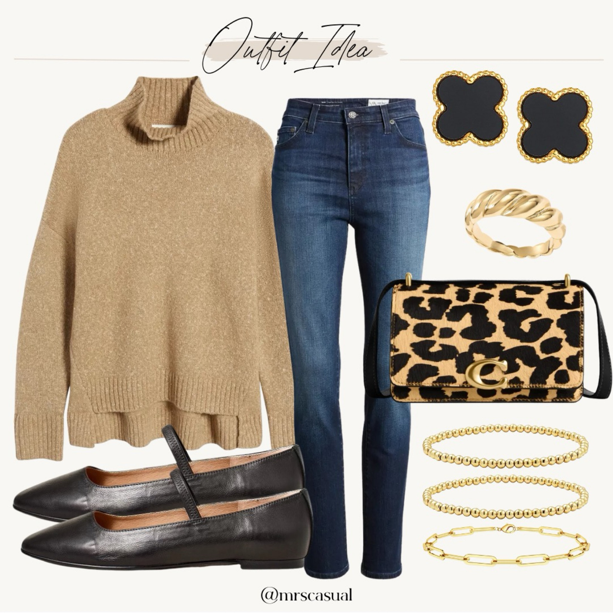 Fall outfit idea ballet flats. Leopard coach crossbody bag camel sweater 

#LTKSeasonal #LTKfindsunder100 #LTKfindsunder50