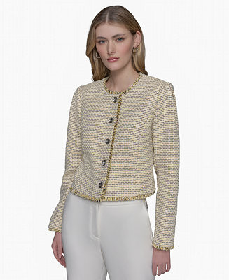 Women's Tweed Collarless Jacket | Macy's