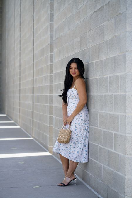 In love with this corset top dress with its light blue dainty flowers in linen  

#LTKStyleTip #LTKItBag #LTKShoeCrush