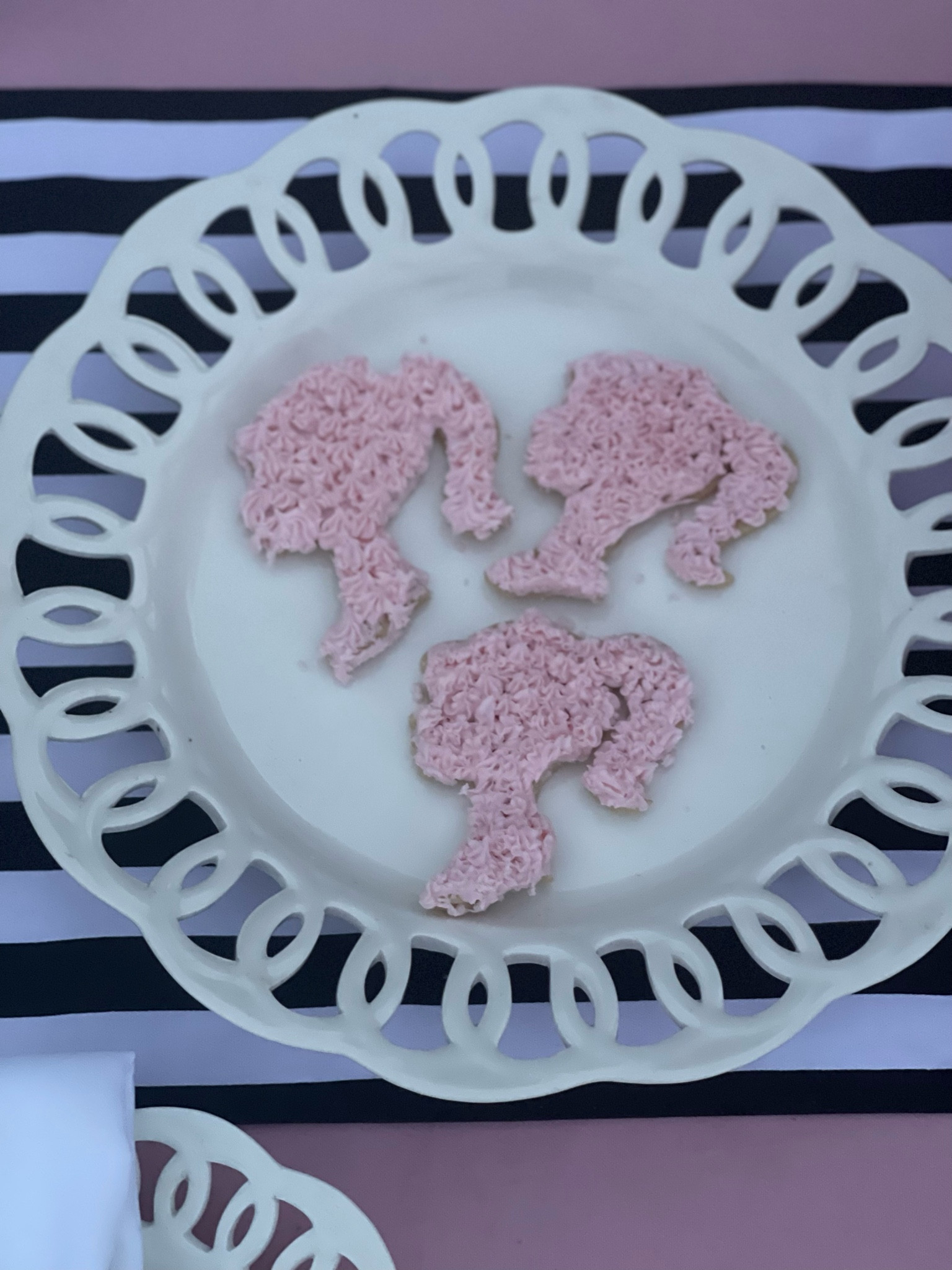 Vintage Barbie-inspired cookie cutter. Doll cookie cutter. Pink tablescape. Black and white stripe table runner. Birthday girl. Amazon finds. Birthday party. Amazon home. Williams Sonoma home. Williams Sonoma finds. 💗🖤🤍💗🖤🤍💗

#LTKunder50 #LTKFind #LTKkids