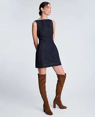 Women's Hourglass Sleeveless Sheath Denim Mini Dress | Macy's