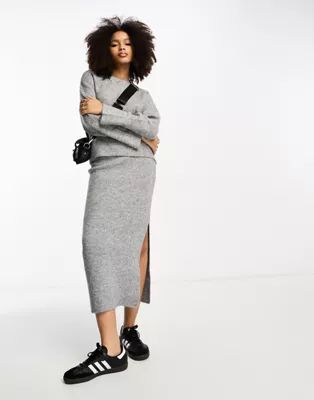 ASOS DESIGN knitted midi skirt in gray - part of a set | ASOS (Global)